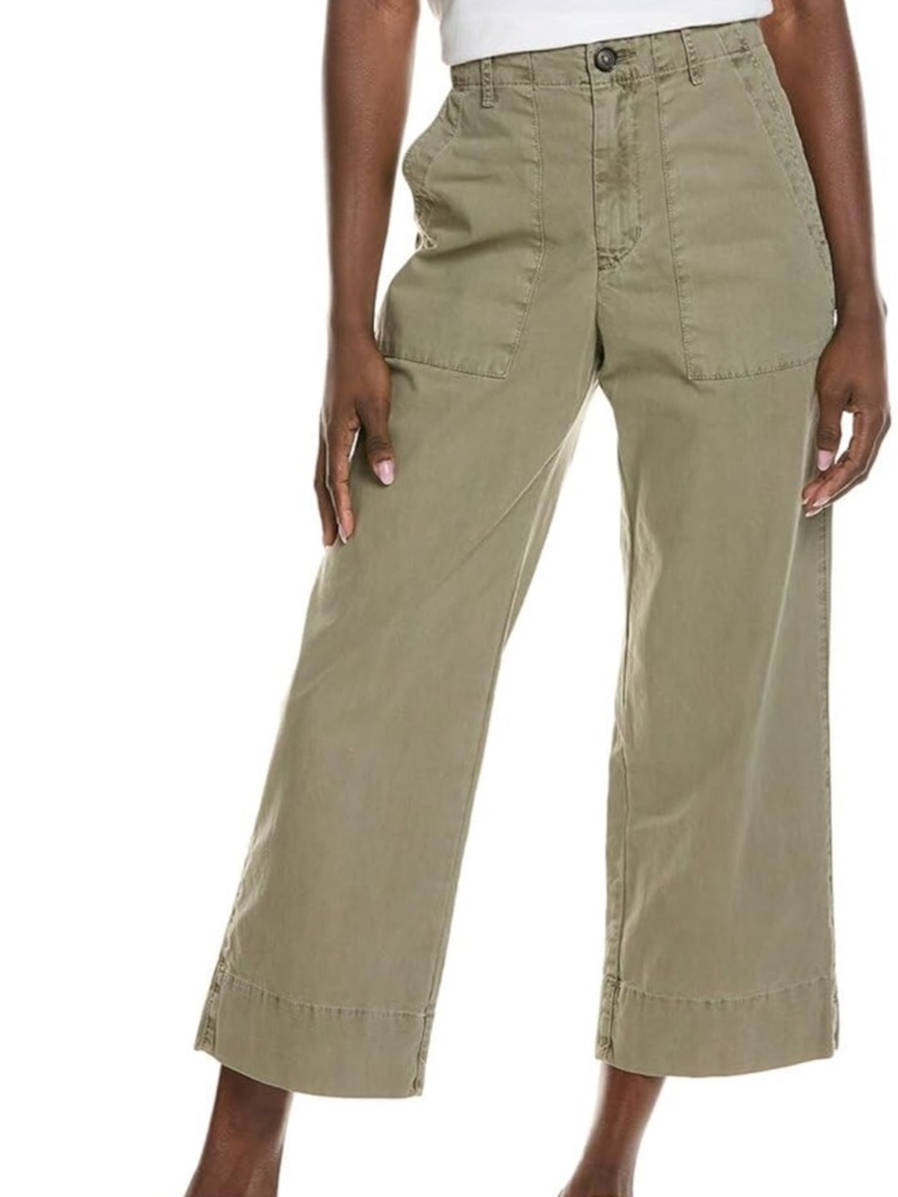 Velvet by Graham & Spencer Olive Cropped Wide-Leg Utility Pants, Size S